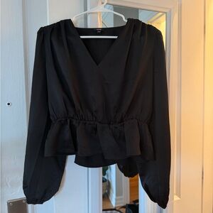 Express Black V-Neck Peplum Blouse